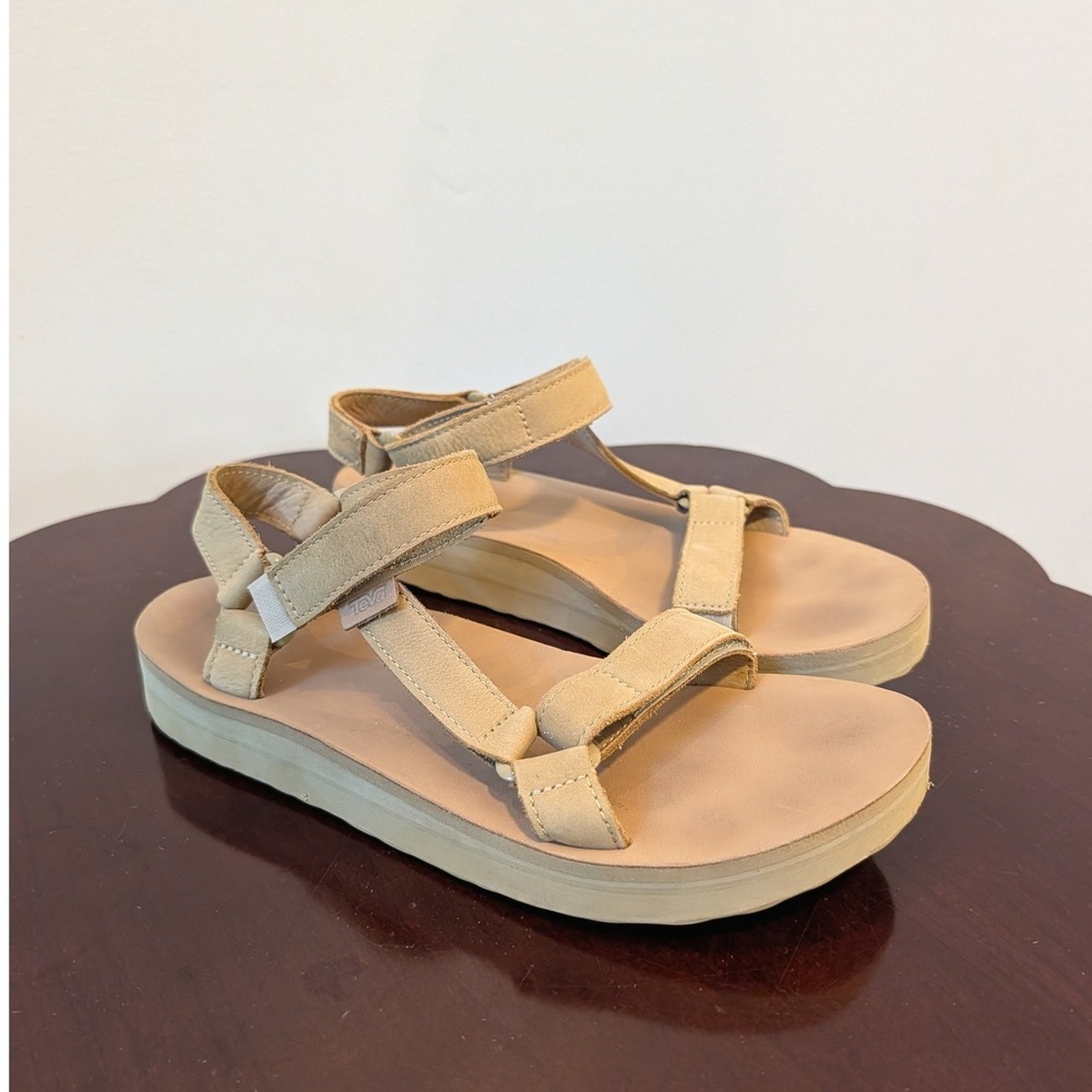 Teva Midform Universal Leather Sandals Desert Sand Platform 1102435 Womens 10